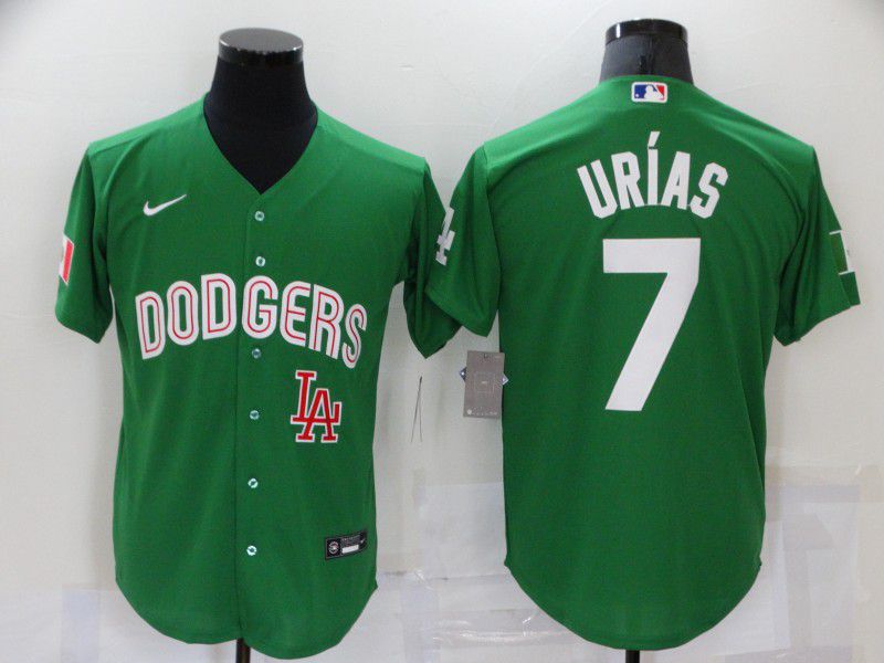 Men Los Angeles Dodgers 7 Urias Green Game Nike 2021 MLB Jersey